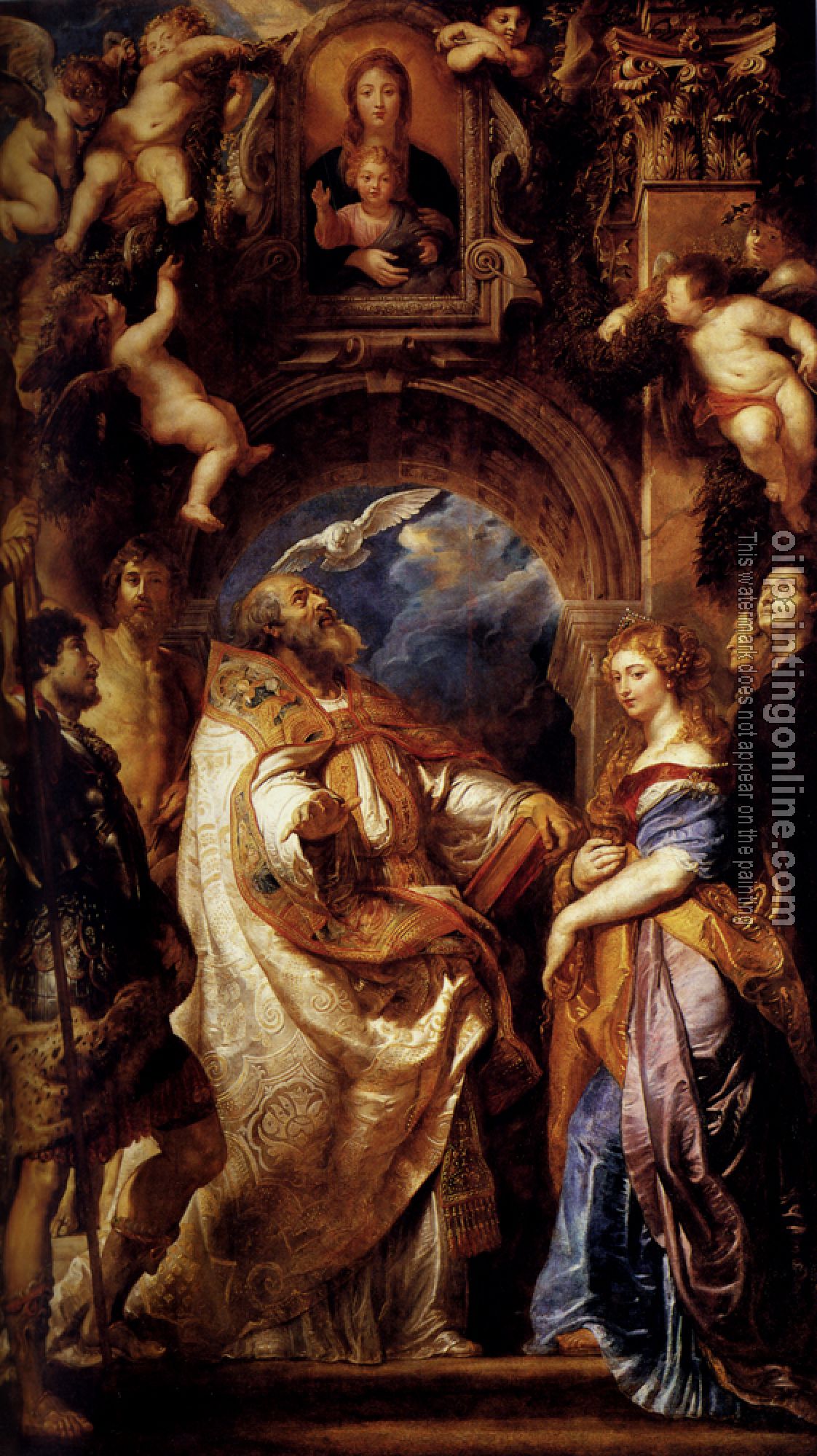Rubens, Peter Paul - Saint Gregory With Saints Domitilla, Maurus, And Papianus